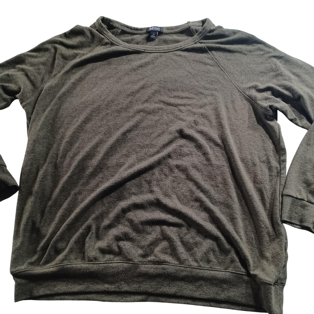 Buffalo David Bitton Sweatshirt Mens XL Green Crewneck Pullover Knit Stretch